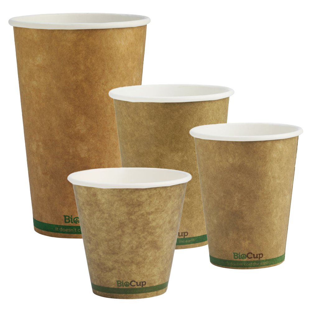 Biocup Kraft Green Stripe - Single Wall - TEM IMPORTS™