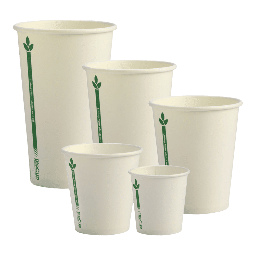White Green Line BioCups - Single Wall - TEM IMPORTS™