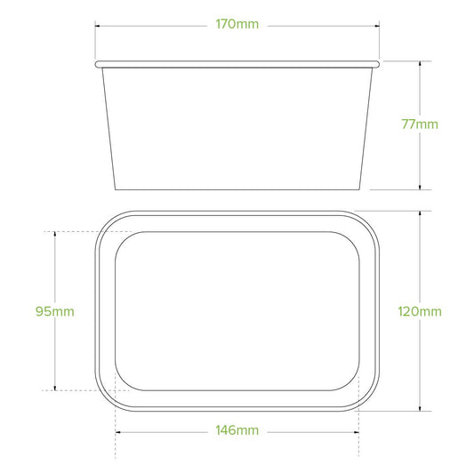 1000mL White BioBoard Takeaway Base - 300pcs/Ctn - TEM IMPORTS™