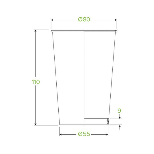 10oz/320mL (80mm) White Green Line Single Wall BioCup - 1000pcs/ctn - TEM IMPORTS™