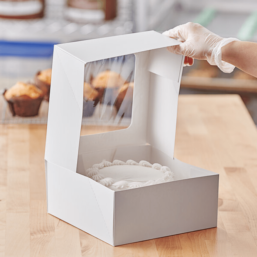 11 Inch Square Patisserie White Window Box - 100/CTN - TEM IMPORTS™