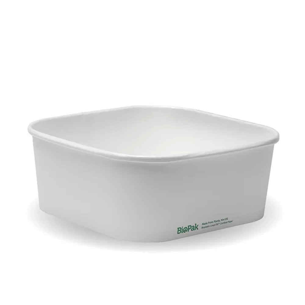 1200mL White BioBoard Square Takeaway Base - 300pcs/Ctn - TEM IMPORTS™