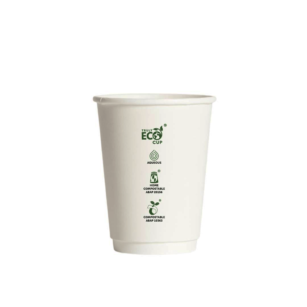 12oz Truly Eco® Aqueous Double Wall Paper Cup White - 500/CTN - TEM IMPORTS™