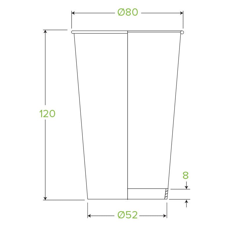 12oz/350mL (80mm) White Single Wall BioCup - 1000pcs/ctn - TEM IMPORTS™