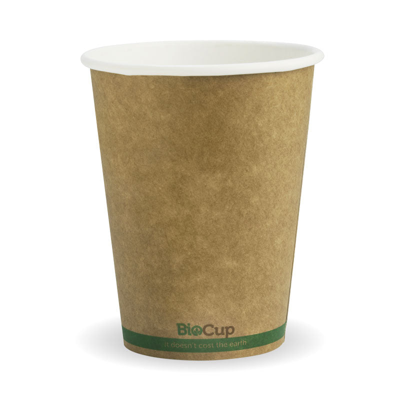 12oz/390mL (90mm) Kraft Green Stripe Single Wall BioCup - 1000pcs/Ctn - TEM IMPORTS™
