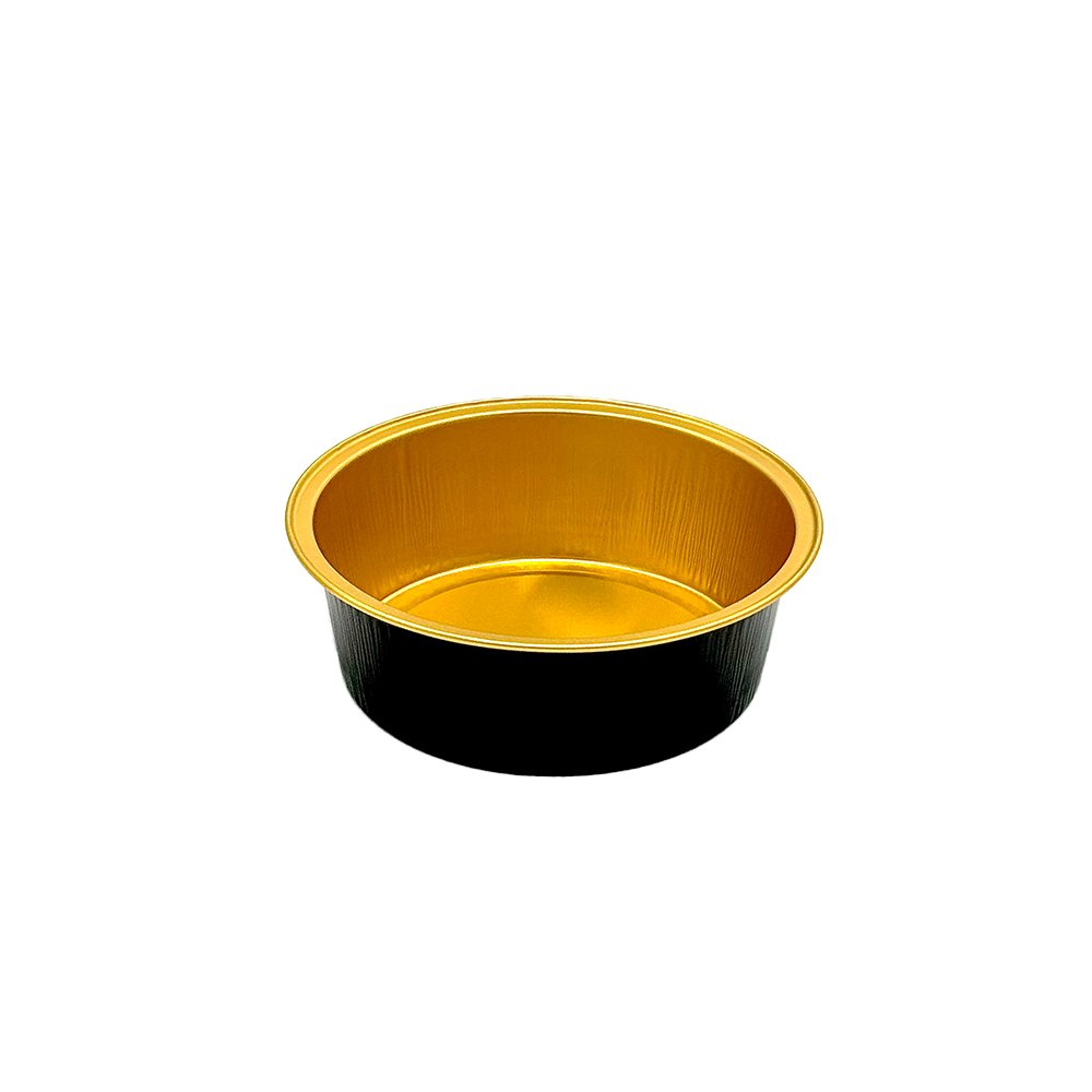 150mL Black & Gold Aluminium Foil Cake Tin With Lid - TEM IMPORTS™