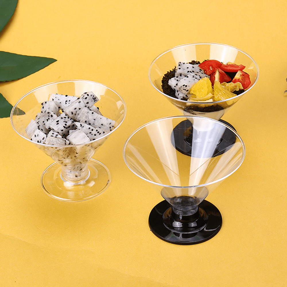 150mL Clear Mini Pedestal Short Martini Dessert Cup - Black Stand - TEM IMPORTS™