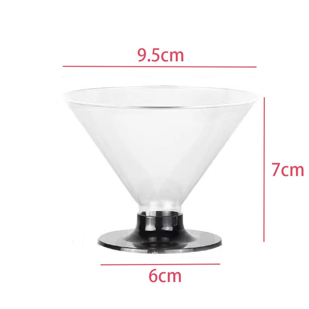 150mL Clear Mini Pedestal Short Martini Dessert Cup - Black Stand - TEM IMPORTS™