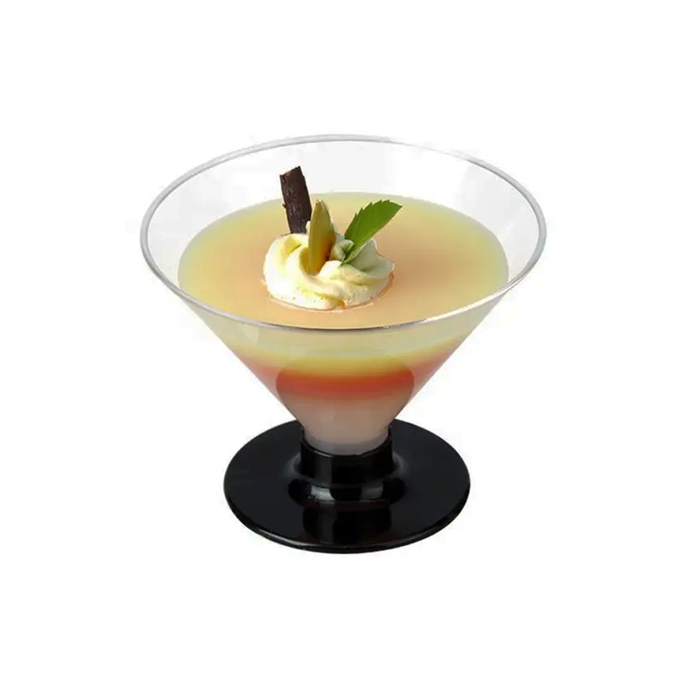 150mL Clear Mini Pedestal Short Martini Dessert Cup - Black Stand - TEM IMPORTS™