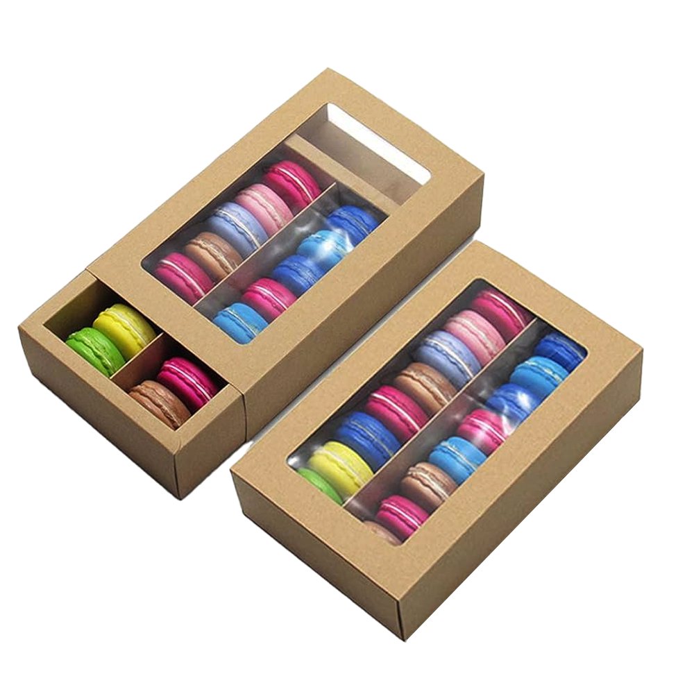 16 Macarons Kraft Paper Box With Window - TEM IMPORTS™