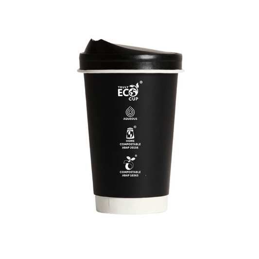 16oz Truly Eco® Aqueous Double Wall Paper Cup Black - 500/CTN - TEM IMPORTS™