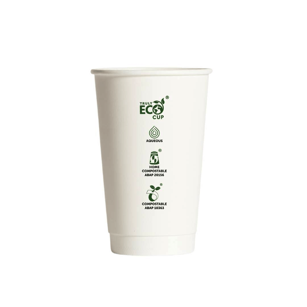 16oz Truly Eco® Aqueous Double Wall Paper Cup White - 500/CTN - TEM IMPORTS™