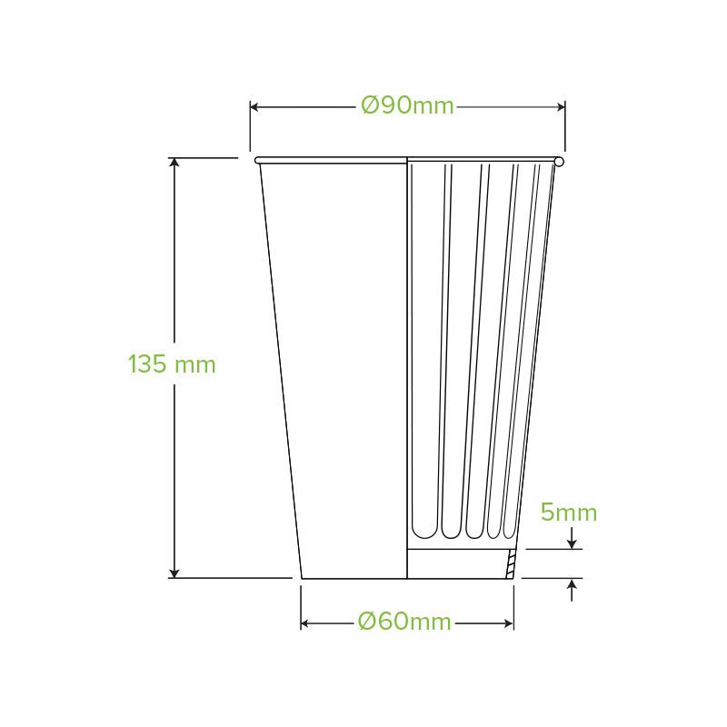 16oz/460mL (90mm) Kraft Green Stripe Double Wall BioCup - 600pcs/Ctn - TEM IMPORTS™