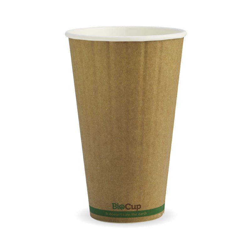 16oz/460mL (90mm) Kraft Green Stripe Double Wall BioCup - 600pcs/Ctn - TEM IMPORTS™