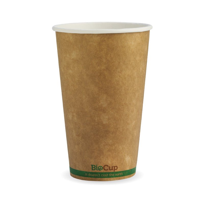 16oz/510mL (90mm) Kraft Green Stripe Single Wall BioCup - 1000pcs/Ctn - TEM IMPORTS™