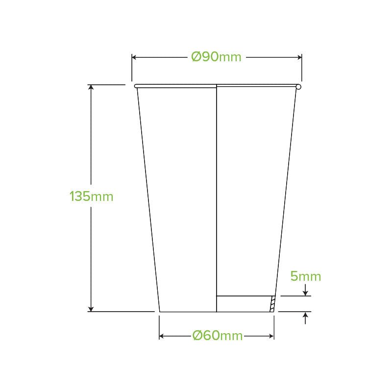 16oz/510mL (90mm) White Single Wall BioCup - 1000pcs/ctn - TEM IMPORTS™