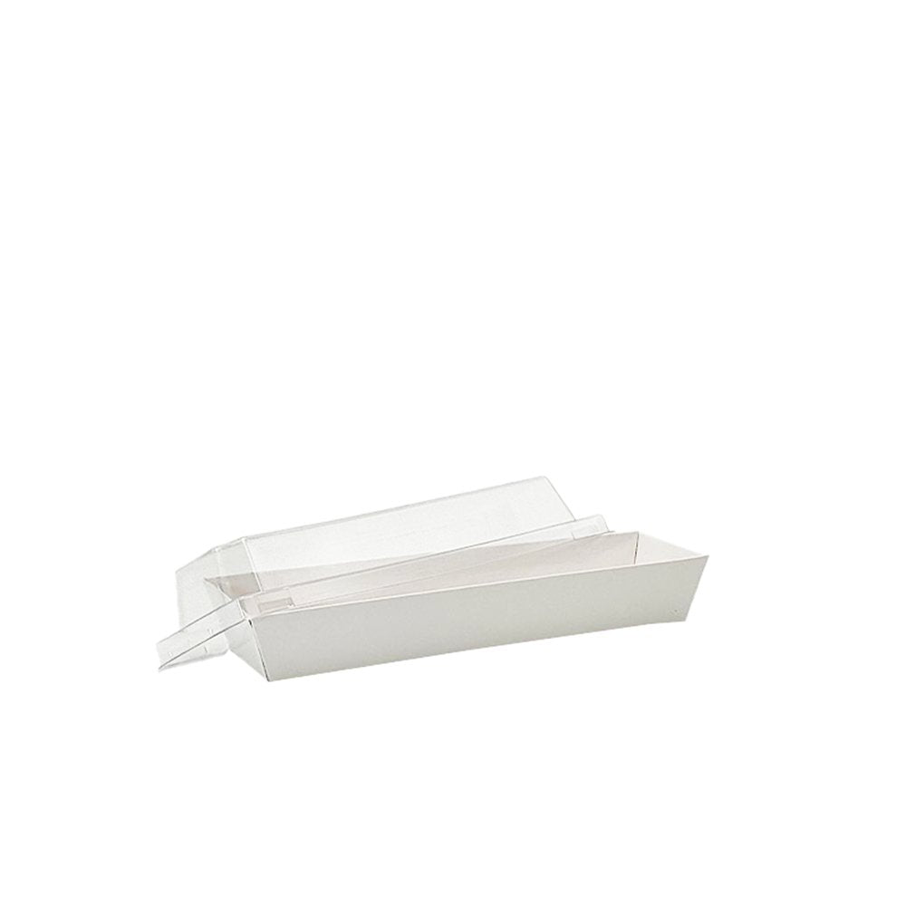 18x5.5cm Rectangular White Paper Tray With Clear Lid - TEM IMPORTS™