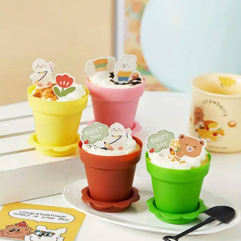 190mL Mini Round Potted Plant Shape Dessert Cup Base - Brown - TEM IMPORTS™