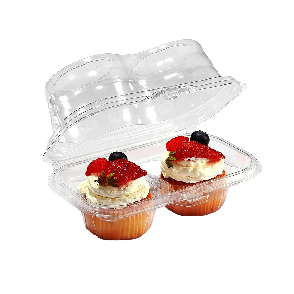 2 CupCake Clear PET Hinged Lid Holder - TEM IMPORTS™
