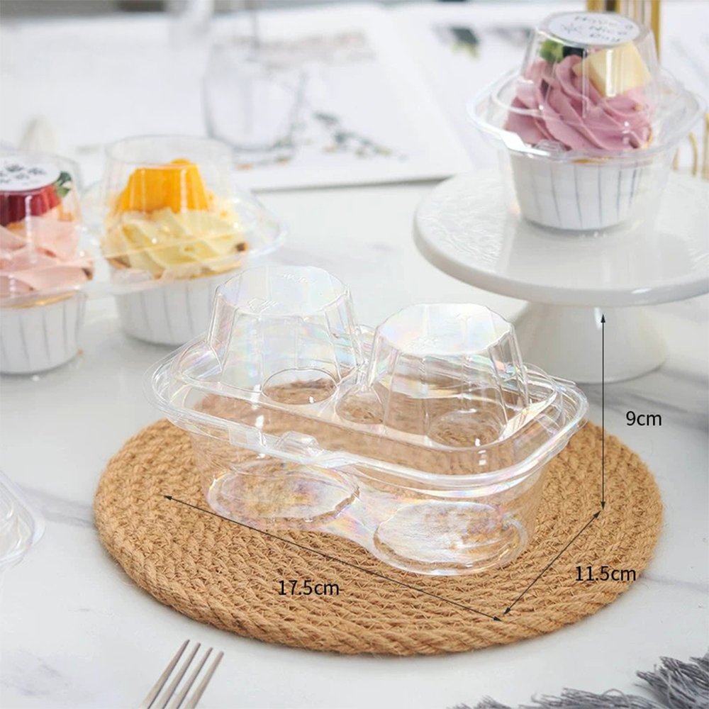 2 CupCake Clear PET Hinged Lid Holder - TEM IMPORTS™