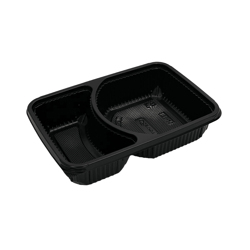 2 Premium Compartment Bento Lunch Box Black Base - 400/CTN - TEM IMPORTS™