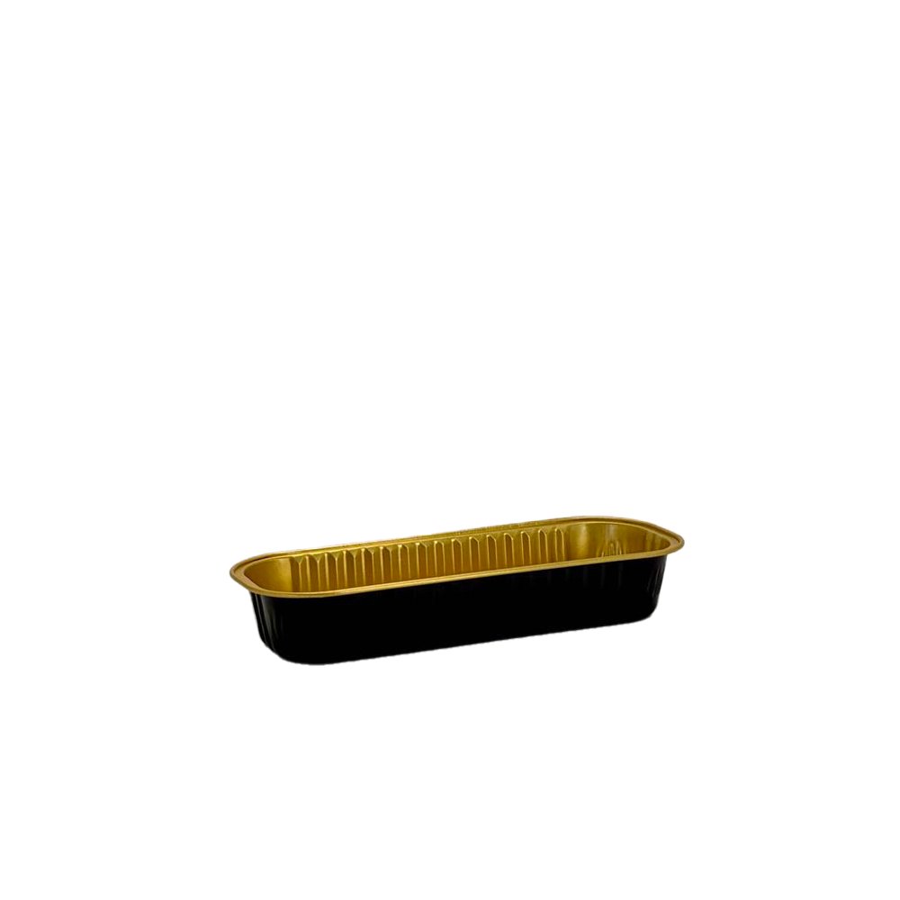 200mL Black & Gold Rectangular Aluminium Foil Cake Tin - TEM IMPORTS™
