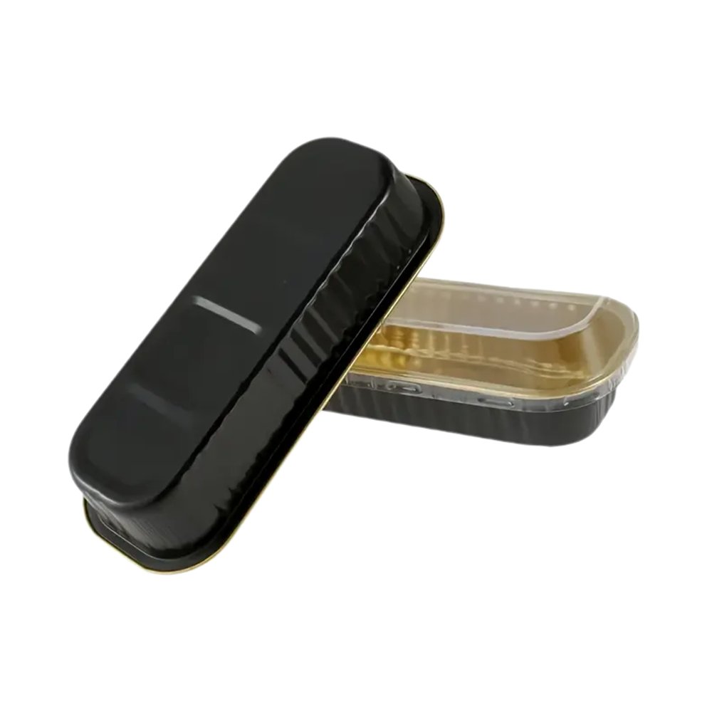 200mL Black & Gold Rectangular Aluminium Foil Cake Tin - TEM IMPORTS™