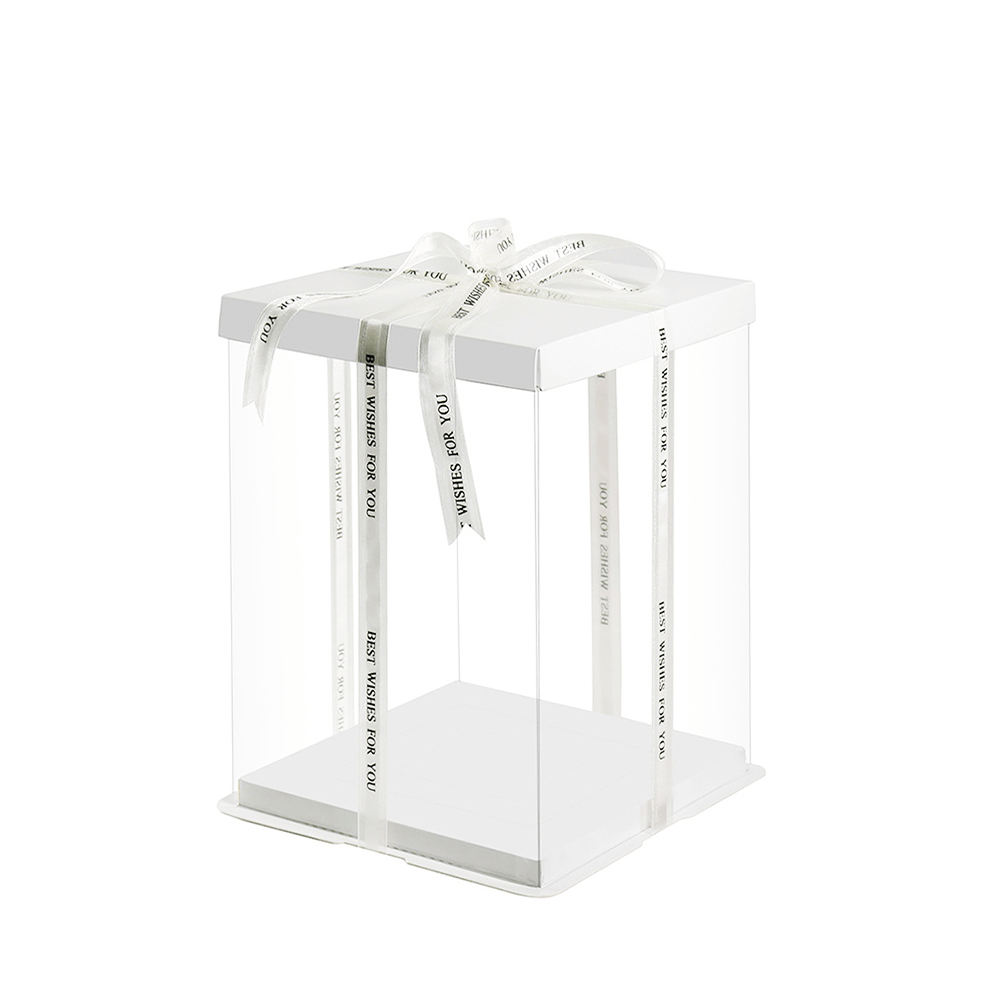 22x22x24 Clear Square Cake Box White With Paper Lid - TEM IMPORTS™