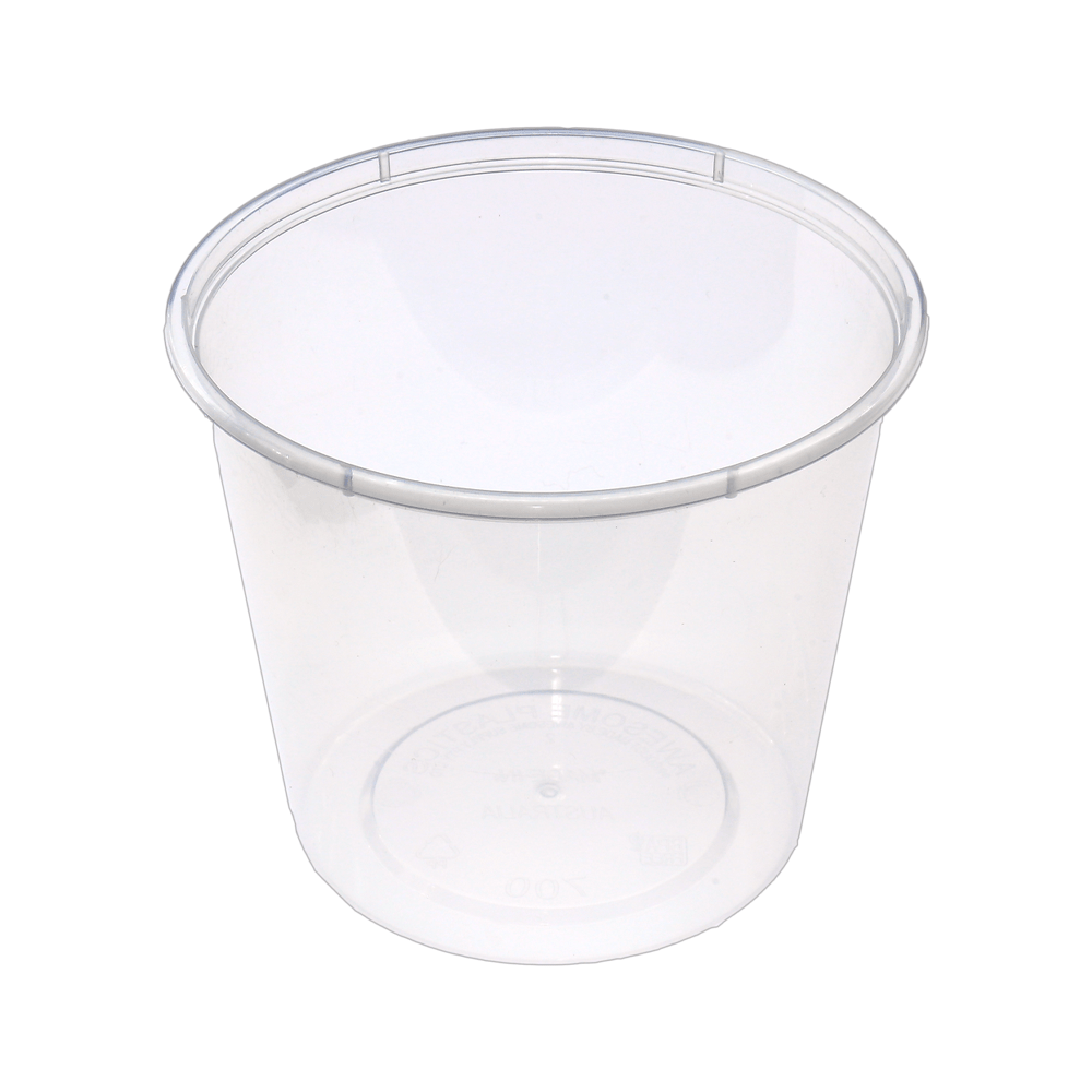 700mL Round Plastic Containers Natural - TEM IMPORTS™