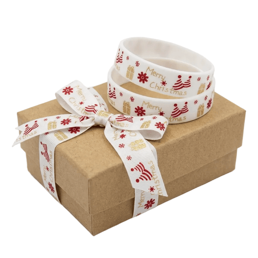 25mm White Grosgrain Ribbon – Merry Christmas Winter Print - TEM IMPORTS™