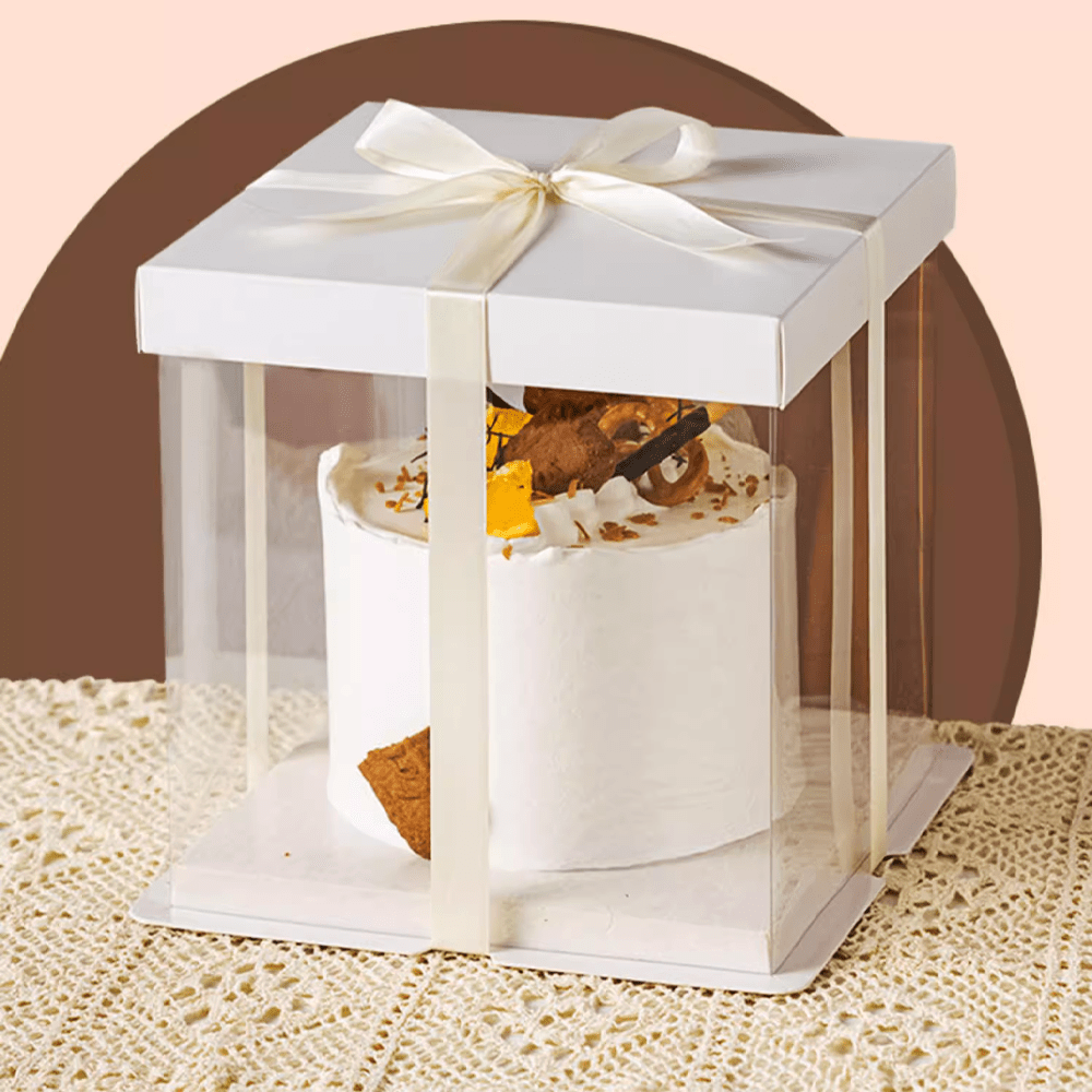 26x26x24 Clear Square Cake Box With Paper Lid - TEM IMPORTS™