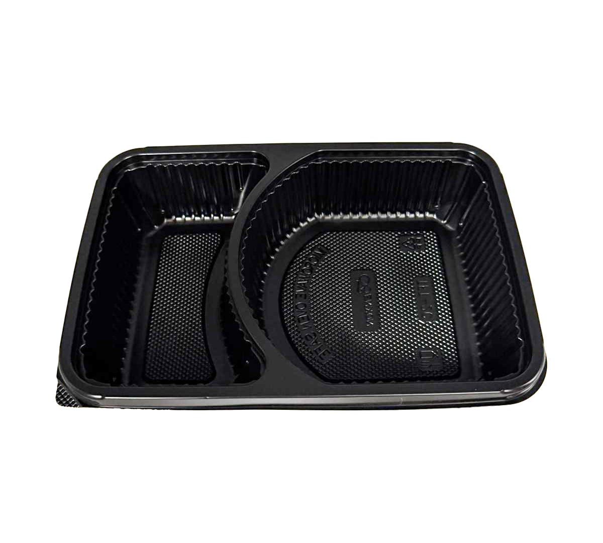 2 Premium Compartment Bento Lunch Box Black Base - 400/CTN