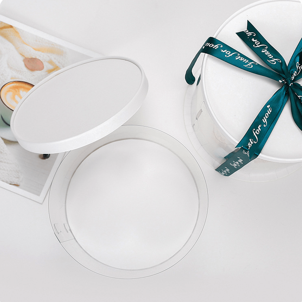 30x25 Round Transparent Box With Paper Lid - TEM IMPORTS™