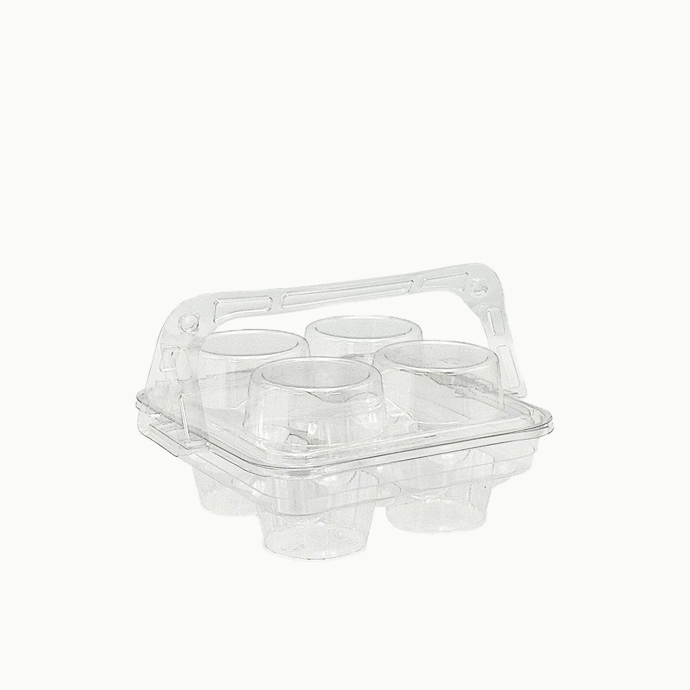 4 CupCake Clear PET Hinged Lid Holder With Handle - TEM IMPORTS™