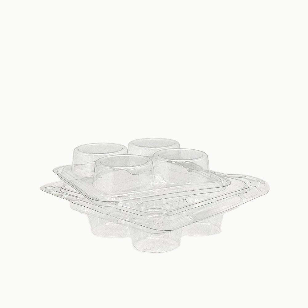 4 CupCake Clear PET Hinged Lid Holder With Handle - TEM IMPORTS™