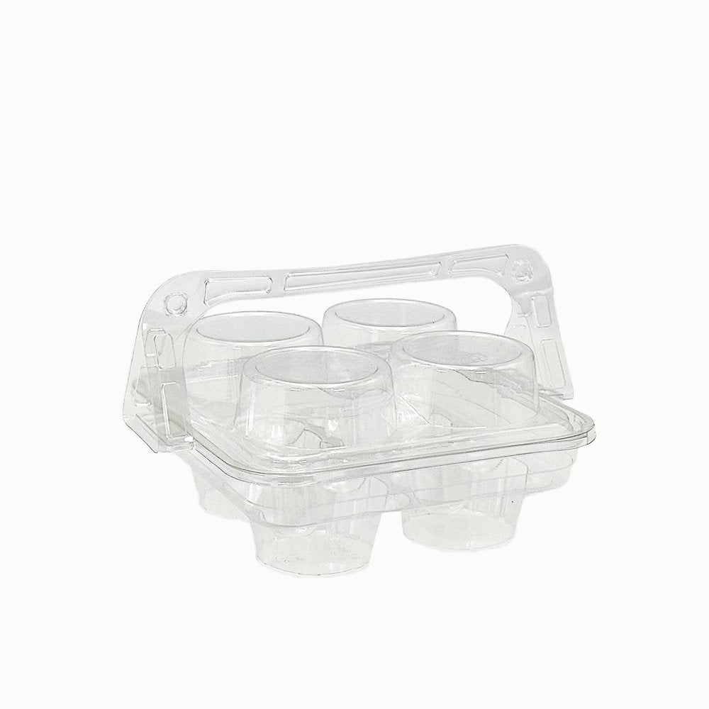 4 CupCake Clear PET Hinged Lid Holder With Handle - TEM IMPORTS™