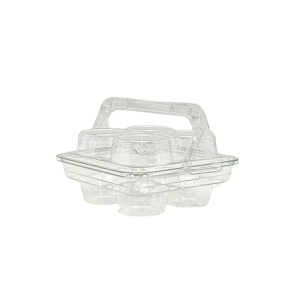 4 CupCake Clear PET Hinged Lid Holder With Handle - TEM IMPORTS™