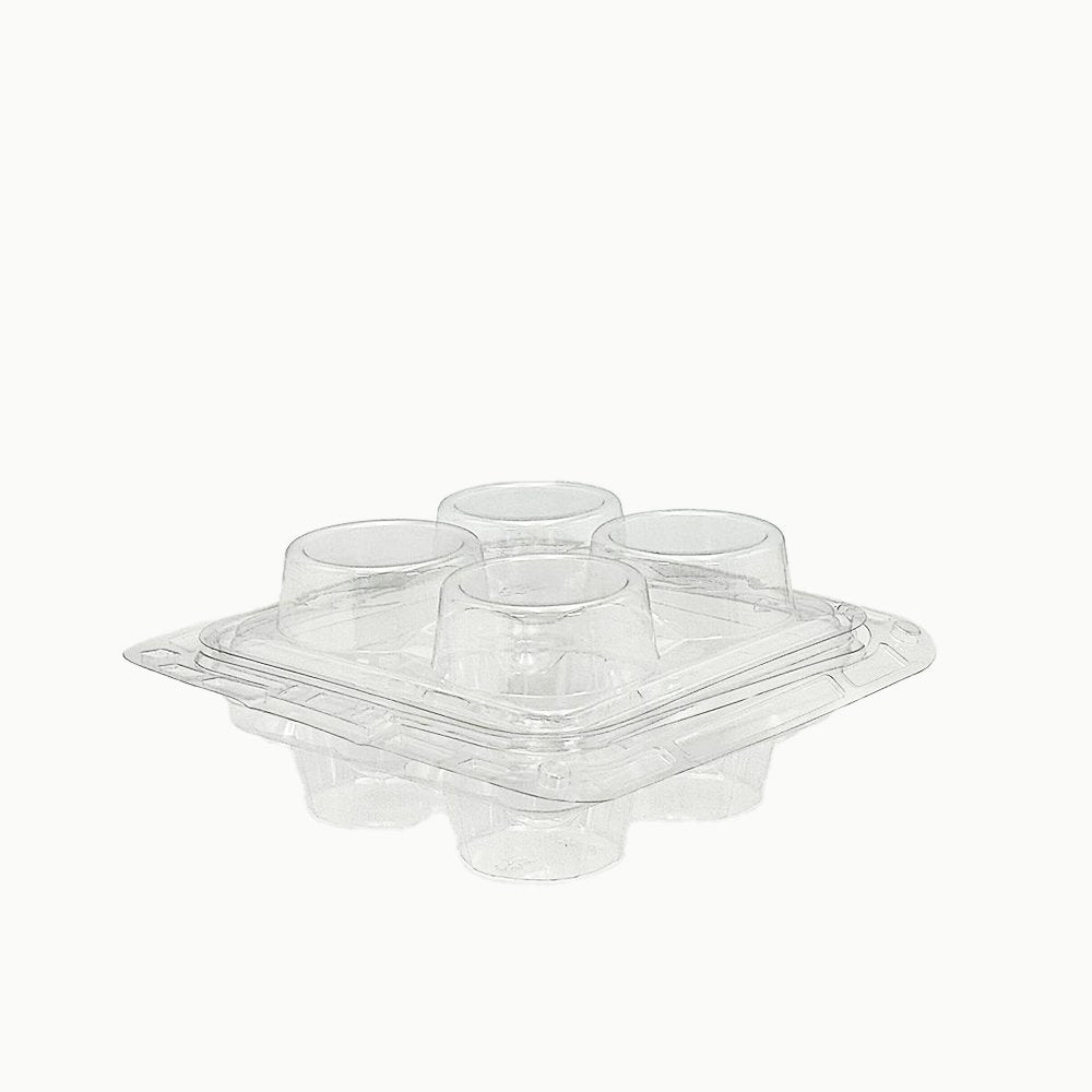 4 CupCake Clear PET Hinged Lid Holder With Handle - TEM IMPORTS™