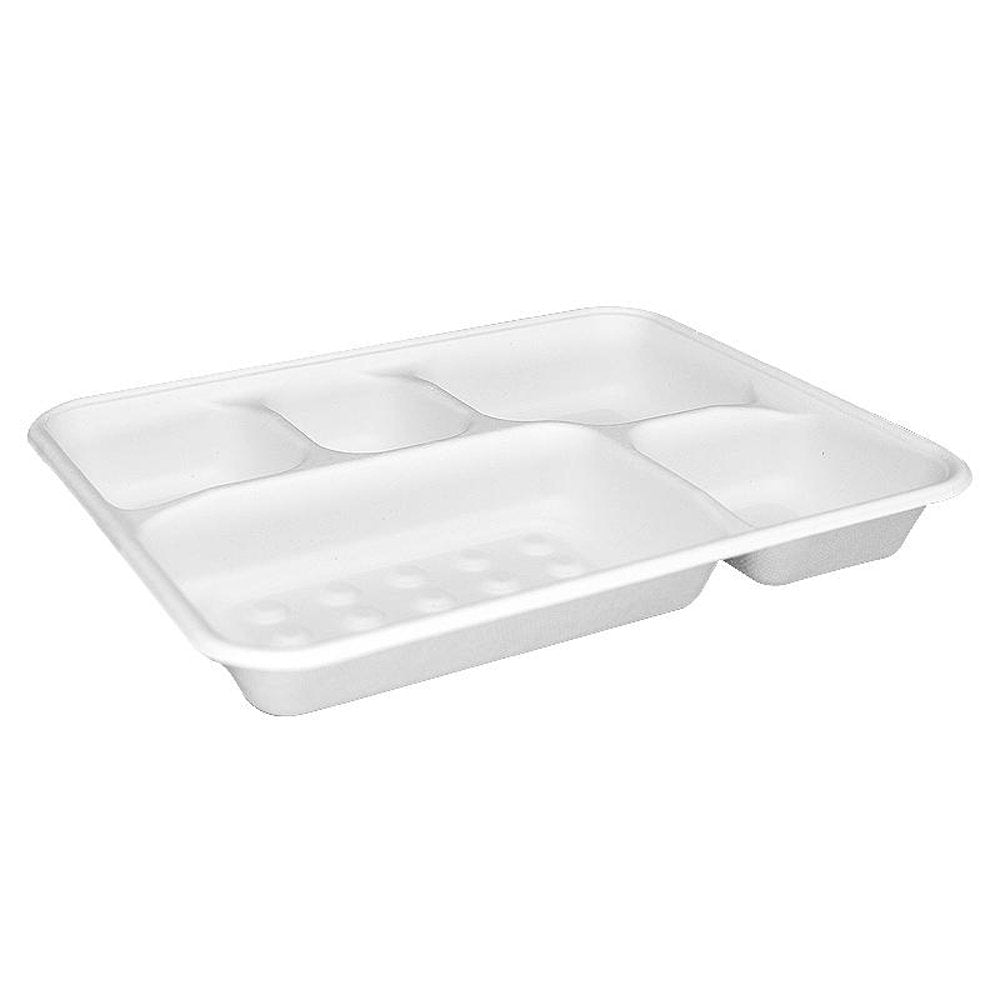 5 Compartment Rectangular Sugarcane Tray - TEM IMPORTS™