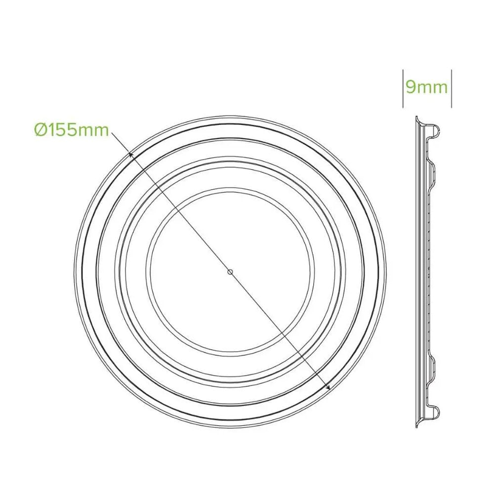 500 - 1,000mL White Plant Fibre BioBowl Lid - 400/CTN - TEM IMPORTS™