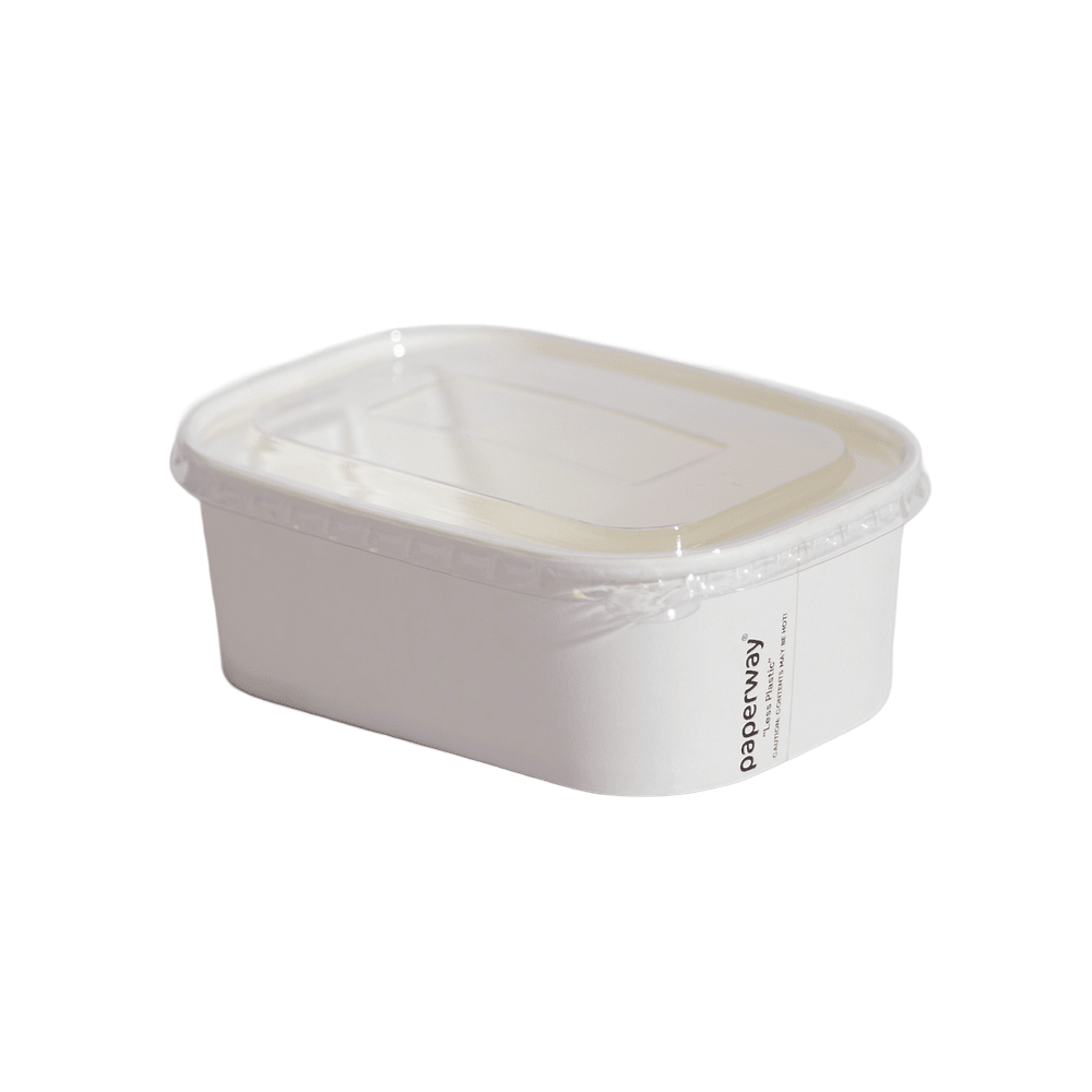 500mL - 1000mL Clear PET Lid Suit Paperway® Rectangular - 300/CTN - TEM IMPORTS™