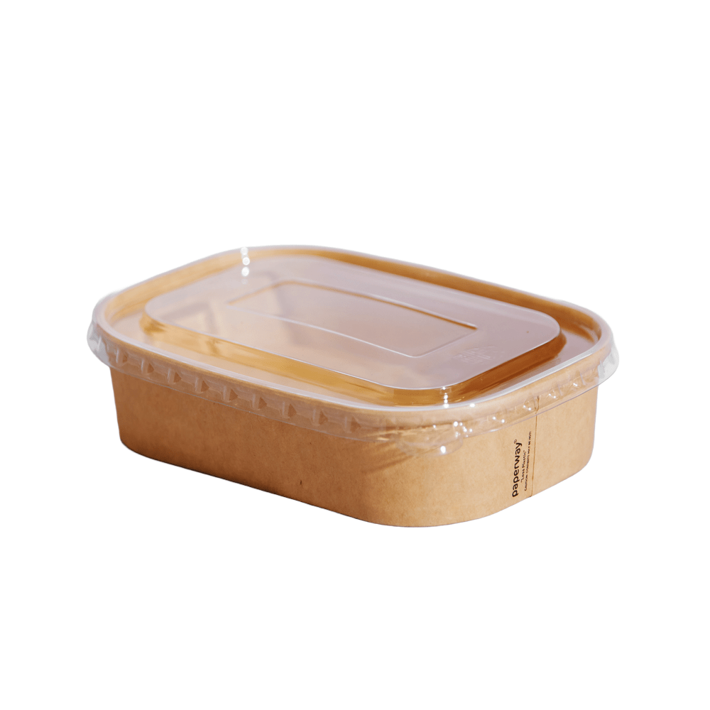500mL - 1000mL Clear PET Lid Suit Paperway® Rectangular - 300/CTN - TEM IMPORTS™