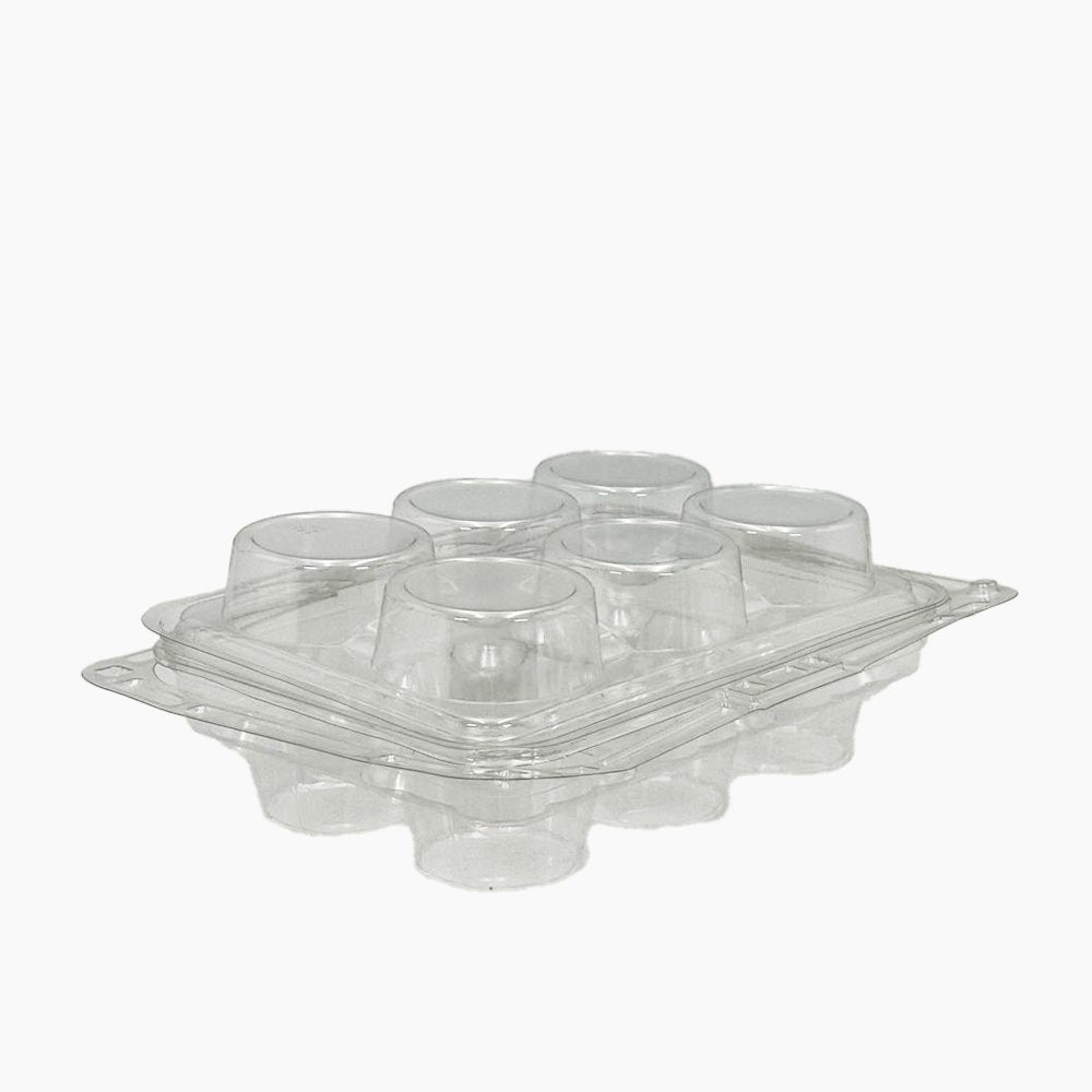6 CupCake Clear PET Hinged Lid Holder With Handle - TEM IMPORTS™