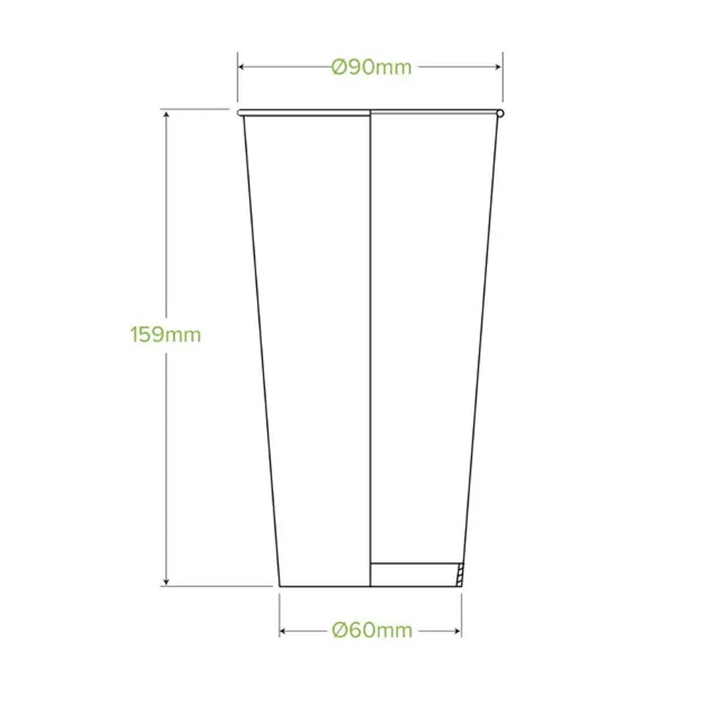 650mL/22oz (90mm) White Cold Paper BioCup - 1000/CTN - TEM IMPORTS™