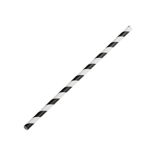 6mm Black Stripe Flat End Cut Paper Straws – Regular Size (Carton of 2500) - TEM IMPORTS™