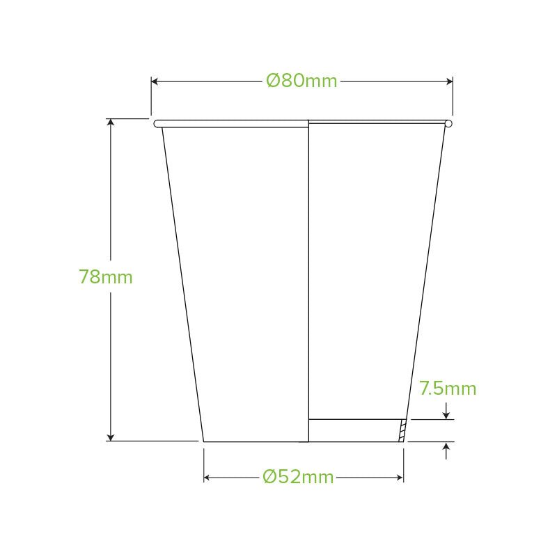 6oz/230mL (80mm) White Green Line Single Wall BioCup - 1000pcs/ctn - TEM IMPORTS™