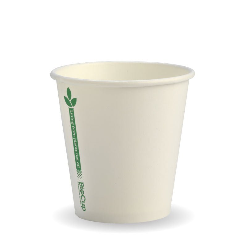6oz/230mL (80mm) White Green Line Single Wall BioCup - 1000pcs/ctn - TEM IMPORTS™