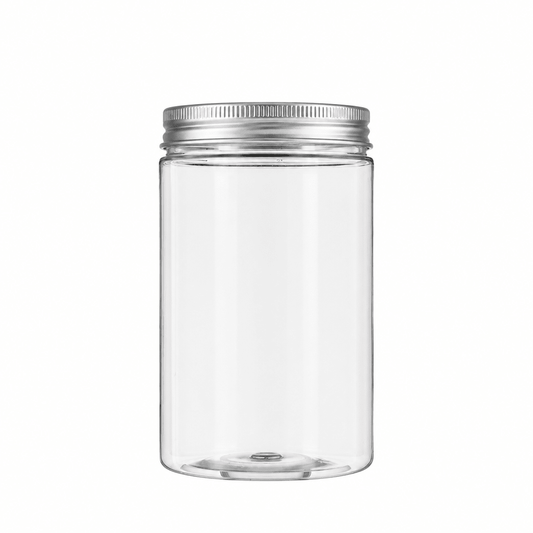 700mL Clear Plastic Jar – 83mm Neck, Straight-Sided with Metal Lid - TEM IMPORTS™