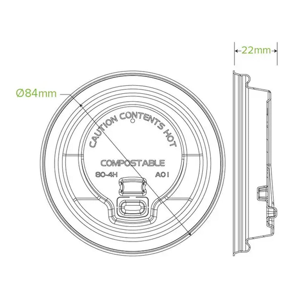 80mm Small Natural Reclosable Plant Fibre Lid - 1000/CTN - TEM IMPORTS™