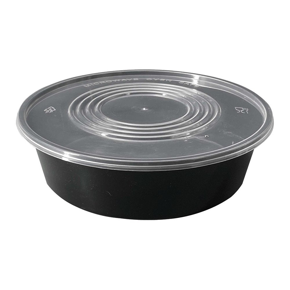 84oz/2500mL Takeaway Round Black Supa Bowls With Lids - TEM IMPORTS™